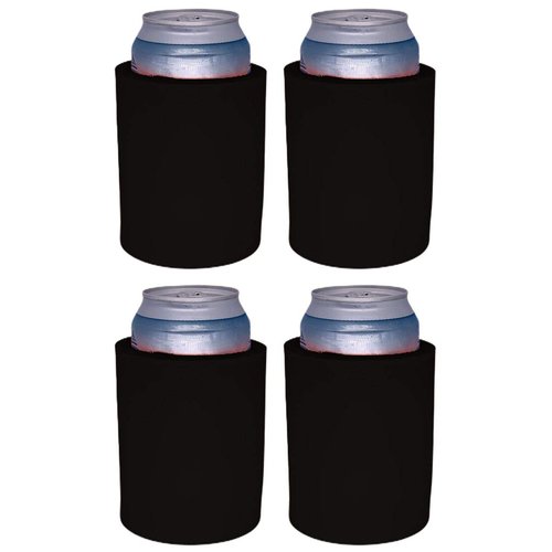 Blank Thick Foam Old School Can Cooler (4 Pack, Black)