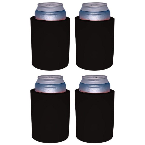 Blank Thick Foam Old School Can Cooler (4 Pack, Black)