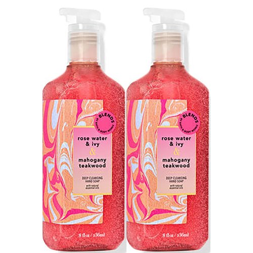 Bath & Body Works Rose Water & Ivy & Mahogany Teakwood Hand Soap, Cleansing Gel, 8 Fl Oz (Pack of 2) (Rose Water & Ivy & Mahogany Teakwood)