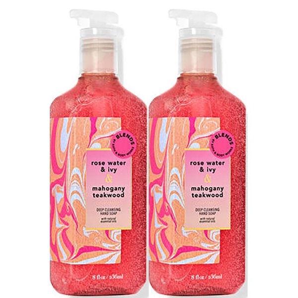Bath & Body Works Rose Water & Ivy & Mahogany Teakwood Hand Soap, Cleansing Gel, 8 Fl Oz (Pack of 2) (Rose Water & Ivy & Mahogany Teakwood)
