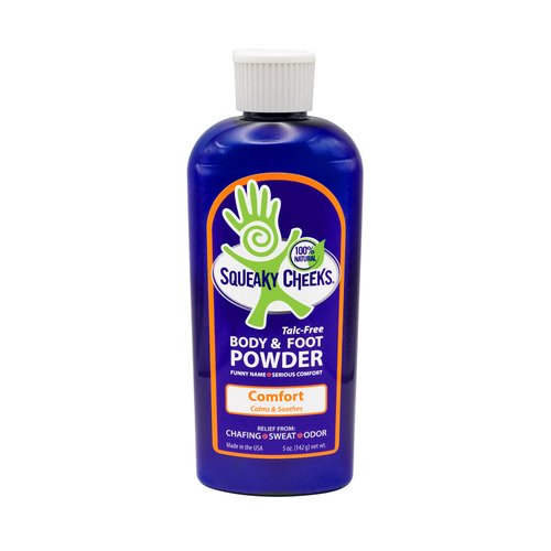 Squeaky Cheeks Comfort Blend Body and Foot Powder(5 oz) | Organic Talc-Free and All Natural Powder | Comfort Formula | Fresh Scent With Essential Oils | Effective Relief From Chafing, Sweat and Odor
