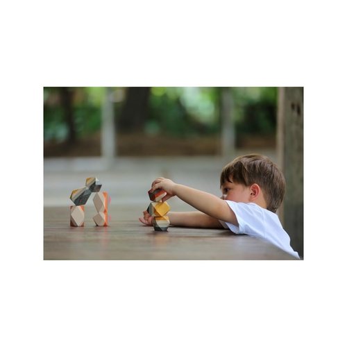 PlanToys Geo Stacking Rocks, Building Blocks for Children Ages 3 Years & Older, Develops Fine Motor Skills, Hand-Eye Coordination, & More