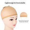 12pcs Brown Stretchy Nylon Wig Caps for Women Teenitor, Closed End Hair Mesh Net Liner Weaving Caps for Halloween, Cosplay, Skin Tone Lace Front Stocking Cap with Elastic Bands, 5 in 1 Edge Brush Pink