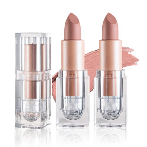 ZHISHUDL 2PCS Nude Matte Lipstick Set Nude Lip Gloss Smooth Velvety Lip Stick Non-Stick Cup Lip Stain Matte Lipstick Makeup Gifts Set for Women - 609 Flesh Pink