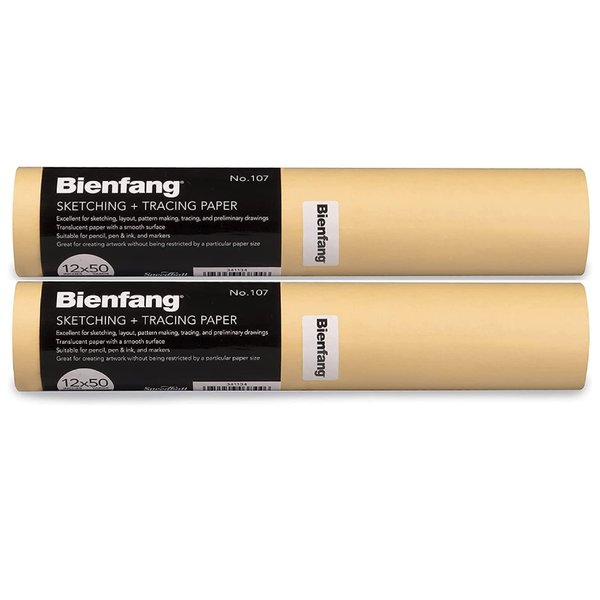 Bienfang Sketching & Tracing Paper Roll, Canary Yellow, 12 Inches x 50 Yards (2-Pack) 100 Yards Total - for Drawing, Trace, Sketch, Sewing Pattern