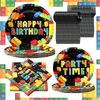 100 Pcs Building Block Party Supplies Building Block Party Plates Napkins Tableware Building Block Party Decoration Favor for Building Block Party Birthday Party (Building Block Party Style)