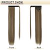 Sofeiyan Long Straight Ponytail Extension 26 inch Wrap Around Ponytail Synthetic Hair Extensions Clip in Ponytail Hairpiece for Women, Ash Brown Highlighted Bleach Blonde