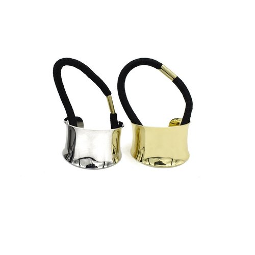 2PCS Punk Metal Circle Hair Cuff Ponytail Holder Elastic Hair Ties Elastic Hair Band Cuffs Wrap H...