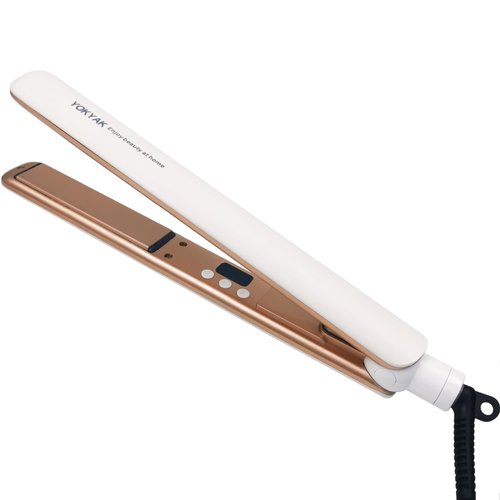 YOKYAK Ultra-Thin Nano Titanium Hair Straightener, 1 ¼ inch Professional Hair Straightening Iron for All Hair Types, Dual Voltage Flat Iron with LCD Display