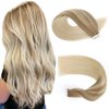 Sassina 16 Inch Balayage Invisible Tape in Hair Extensions Human Hair Chestnut Brown to Platinum blonde Real Hair Extensions Tape in Double Side Glue in Real Hair Extensions 50g 20pcs/per set, B8-60