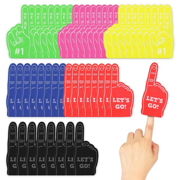 Gvhntk 48 Pieces Mini Foam Fingers Sport Party Favors Sports Fan Foam Finger #1 Basketball Baseball Soccer Football Team Cheerleader Gifts for Games Sports Hand Themed Party Supplies Sporting Event
