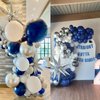 Navy Blue Balloon Arch Kit, Navy Blue Silver White Metallic Latex Balloons Garland Kit with 4D Silver Star Foil Balloons for Graduation Birthday Baby Shower Party Supplies Decorations