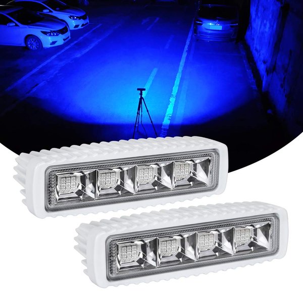 EXZEIT Waterproof Led Boat Lights, Blue Light,2 pc 72W Deck/Dock Marine Lights 4000 LMS 120°Flood Light, 6.3 inch, 12/24 V Led Light Bar (blue light)