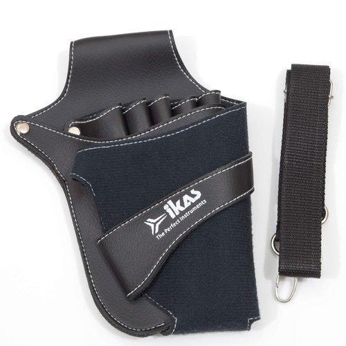 IKAS Hair Scissors Holster Barber Pouch Bag-IKAS- Waist Shoulder Belt for Hairdressers Salon Workers - PU Leather Shears Tool Case Bag Holder Black, Men & Women