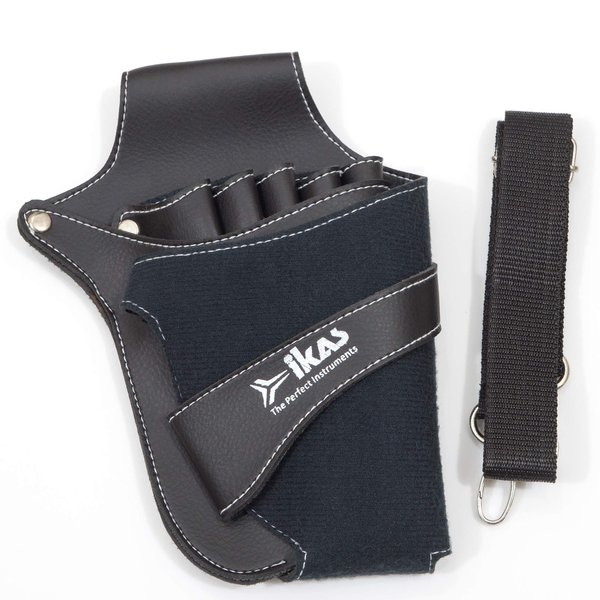 IKAS Hair Scissors Holster Barber Pouch Bag-IKAS- Waist Shoulder Belt for Hairdressers Salon Workers - PU Leather Shears Tool Case Bag Holder Black, Men & Women