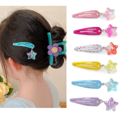 AACKS Girls Star Hair Clips Star Hair Barrettes Cute Hair Clips Metal Snap Hair Pins Star Hair Accessories for Girls Kids