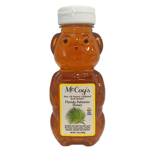 Raw Honey - Pure All Natural Unfiltered & Unpasteurized - McCoy's Honey Florida Palmetto Honey 12oz
