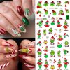 12 Sheets Christmas Nail Art Stickers Xmas Nail Decals 3D Winter Cute Cartoon Santa Claus Santa Elk Snowflake Reindeer Nail Stickers for Christmas Nail Designs Decorations Manicure Tips Charms