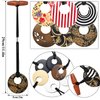 6 Pcs Discs Elastic Hair Tie for Dreadlock Accessories Extra Long Locs Rubber Band Dread Ponytail Holder Wood knot Carving Embedded Horn Toggle Bands Thick Hair for Men Women Motifs