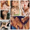 30 Sheets Semi-Permanent Tattoos for Women Inspirational Words Tattoo Stickers, Floral Rose Sunflower Body Dark Blue Fake Tattoos for Adult Men Kids, Lasting 1-2weeks Tiny Waterproof Tattoos (Words)