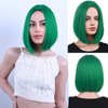 PATTNIUM Green Wig for Women Green Bob Wig Dark Green Wig Short Straight Bob Wig Middle Part Wig Heat Resistant Synthetic 12 '' Wig with Wig Cap