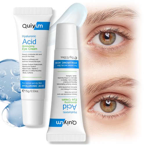 QUIYUM Hydrating Eye Cream, Under Eye Cream for Dark Circles & Puffiness, Hyaluronic Acid Eye Treatment Creams for Bags Under Eye, Reduce Fine Lines & Wrinkles, Anti Aging for Women 0.53oz, 2 Pack