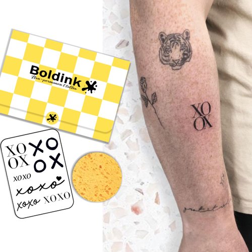 Boldink Semi-permanent tattoos, realistic fake tattoos, last 7-15 days, waterproof non-reflective temporary tattoo stickers, cruelty-free, uniquely designed exquisite packaging（XO）