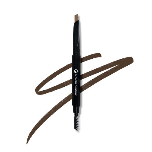 GQ By Gloria Quintana Eyebrow Pencil Medium Brown with Brush, Retractable, Angled Tip, Dual-Sided Brow Tool | Lapiz para Cejas | Long Lasting, Waterproof Smudge-Proof | Create a Natural Look