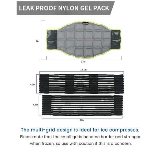Borjenoyo Lumbar Ice Pack Wraps, Multi-Grid Design Cooling Neck Wraps Cold Compress for Injuries Reusable Heat Pack, Instant Ice Packs for Relieve Pain, Swelling Sprains Surgery Recovery Grey