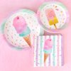 WERNNSAI Ice Cream Plates and Napkins - Ice Cream and Popsicle Theme Party Supplies for Girls Birthday Disposable Tableware Dessert Plates Luncheon Napkins Serves 16 Guests 48PCS