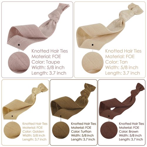 MEEDEE 100 Pack Neutral Tone Hair Ties For Women Soft Elastic Ribbon Hair Ties No Crease Neutral Knotted Hair Ties No Damage Brown Elastic Hair Ties Ouchless Hair Ties Yoga Hair Ties Elastic Bracelets