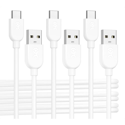 Cable Matters 3-Pack Extreme Flexible Short USB A to USB C Cable 3ft in White, Support Apple CarPlay, Android Auto, USB to USB C Charging Cable for iPhone 16/15 Pro Max Plus, Galaxy S23
