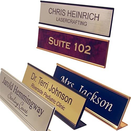 Lasercrafting Personalized Office Name Plate With Optional Wall or Desk Holder - 2x8 - CUSTOMIZE. Choose from a variety of colors and fonts to match your style. Great gift idea.