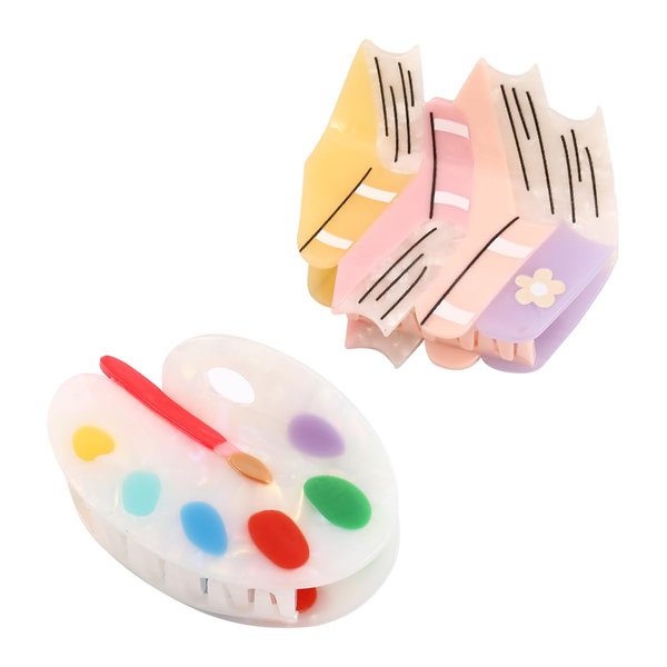 Acetate Book Hair Claw Clip, Palette Hair Claw Clip, Back to School Book Hair Claw Clip for Women