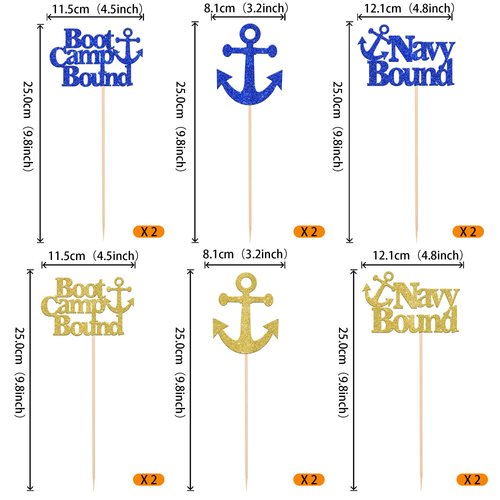 12 Pack Military Themed Centerpiece Sticks Glitter Boot Camp Bound Table Centerpiece Sticks for Navy Bound Welcome Ceremony Army Theme Party Supplies Gold