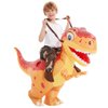 COMIN Inflatable Dinosaur Costume Kids, Ride on Funny Boys Girls Dinosaur Blow Up Orange Dino Costume for Halloween Party 7-10Y