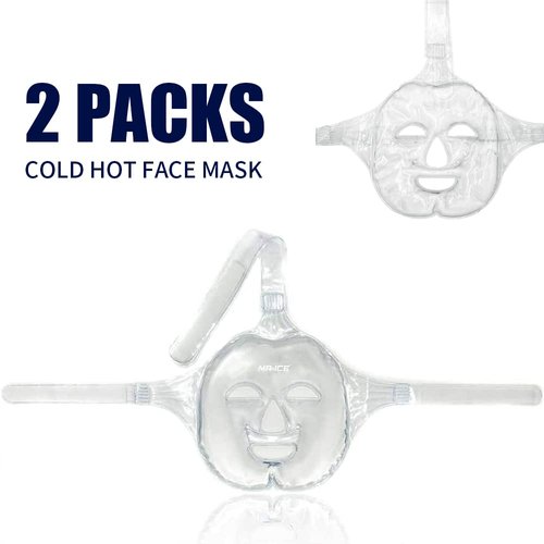 MR.ICE Gel Face Ice Pack Mask, 2 Cooling Masks for Face Swelling, Cold Face Mask Reusable Cold Hot Compress for Puffiness, Sinus Pain & Stress Relief, Freezer Face Mask for Headache, Dark Circles