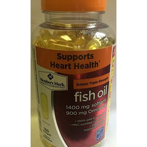 Member&#39;s Mark Enteric Triple Strength Fish Oil 1400mg Softgels 900mg Omega-3 DHA EPA (1 Bottle (1...
