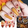 Fall Nail Glitter Sequins, 6 Boxes Holographic Maple Leaf Gold Hexagon Nail Glitter Flakes, Autumn Thanksgiving Fine Nail Glitter Powder Glitter Sequins for Women Manicure Charms Decoration