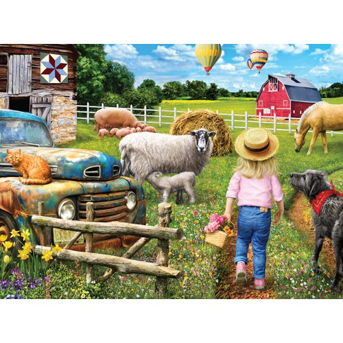 750 Piece Puzzle for Adults Sharon Steele Best Pals, Whimsical Farm Scene from KI Puzzles,AZ-02630