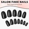 Bellelfin 360Pcs Short Press on Nails, Glossy Short Oval Fake Nails Black Acrylic Press on Nail Oval Press on False Nails with Glue and 5 Sheets Jelly Tabs for Women Girls Fingernails Artificial