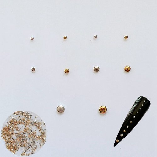 NAIL ANGEL Approx.1000pcs/bag Nail Art Round Metal Stud Different size Stud Gold and Silver Color...