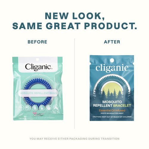 Cliganic 25 Pack Mosquito Repellent Bracelets, DEET-Free Bands, Individually Wrapped (Packaging May Vary)