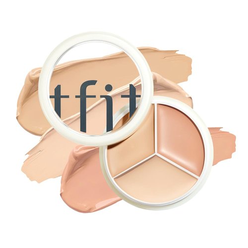 TFIT Cover Up Pro Concealer Palette - 3-in-1 Full Coverage Color Correcting Cream (Hydrating, 03 Cool, 0.52 Oz) for Dark Circles, Spots, Puffiness - High Coverage Eye Corrector for All Skin Tones