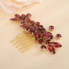 BERYUAN Dainty Teardrop Rhinestone Crystal Wedding Hair Comb Handmade Hair Side Comb Women Girls Wedding Headpiece Silver Gold Wedding Hair Accessories for Brides Bridesmaid (wine red)
