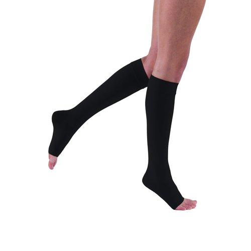 JOBST Relief Knee High 20-30 mmHg Compression Stockings, Open Toe, Black, Medium