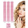Heatless Hair Curler Overnight Blowout Rods, 3 Rods Heatless Hair Curler to Sleep in Satin Overnight Curls for Short Hair,Long Hair (Pink, One Size)