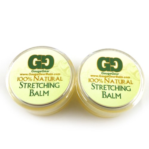 Gauge Gear Twin Pack - Ear Stretching Balm | All Natural Natural Moisturizing Salve w/Jojoba | Stretched or Damaged Skin Care | Piercing Aftercare | Two 10 ml Jars