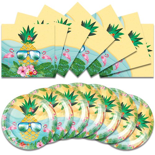 Generic 40pcs Pineapple Birthday Party Decorations Tableware For Kids, Plate, Napkin Party Decorations Dinnerware Plate