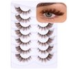 Brown Eyelashes Fairy Lashes Cat Eye Wispy False Eyelashes Strip Lashes Mink Fluffy Strip Lashes Brown Fox Eye Long Volume Fake Eyelashes 7 Pairs ALICROWN